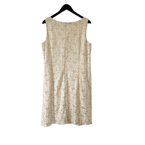 Chetta B Gold Cream Sparkly Lace Shift Dress - Picture 2 of 6